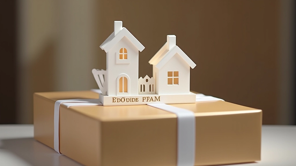 Personalizēts namelis ar ģimenes uzvārdu gravētu uz balta 3D drukāta mājas modeļa uz skaista dāvanu kastītes